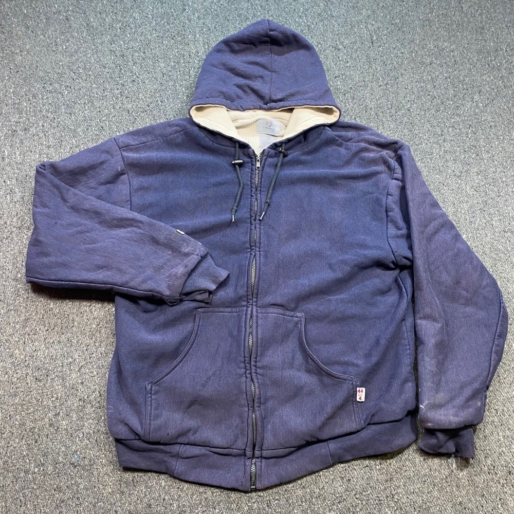 Tyndale FRMC Hoodie Sz XL Men Navy Blue Workwear Waffle Lined Flame Resistant FR